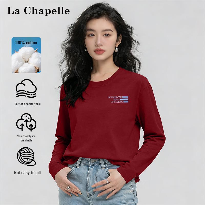 La Chapelle Women's Pure Cotton Gradient Stripe Long-Sleeve T-Shirt