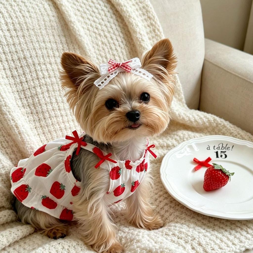 Pet Spring Strap Strawberry Tank Top Cute Small Dog Dress Teddy Puppy Clothes Dog Clothes for Small Dogs