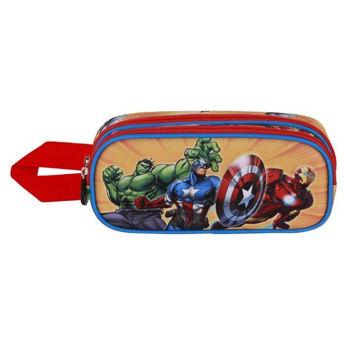Double 3D Pencil Case - Avengers Attack - Red - One Size