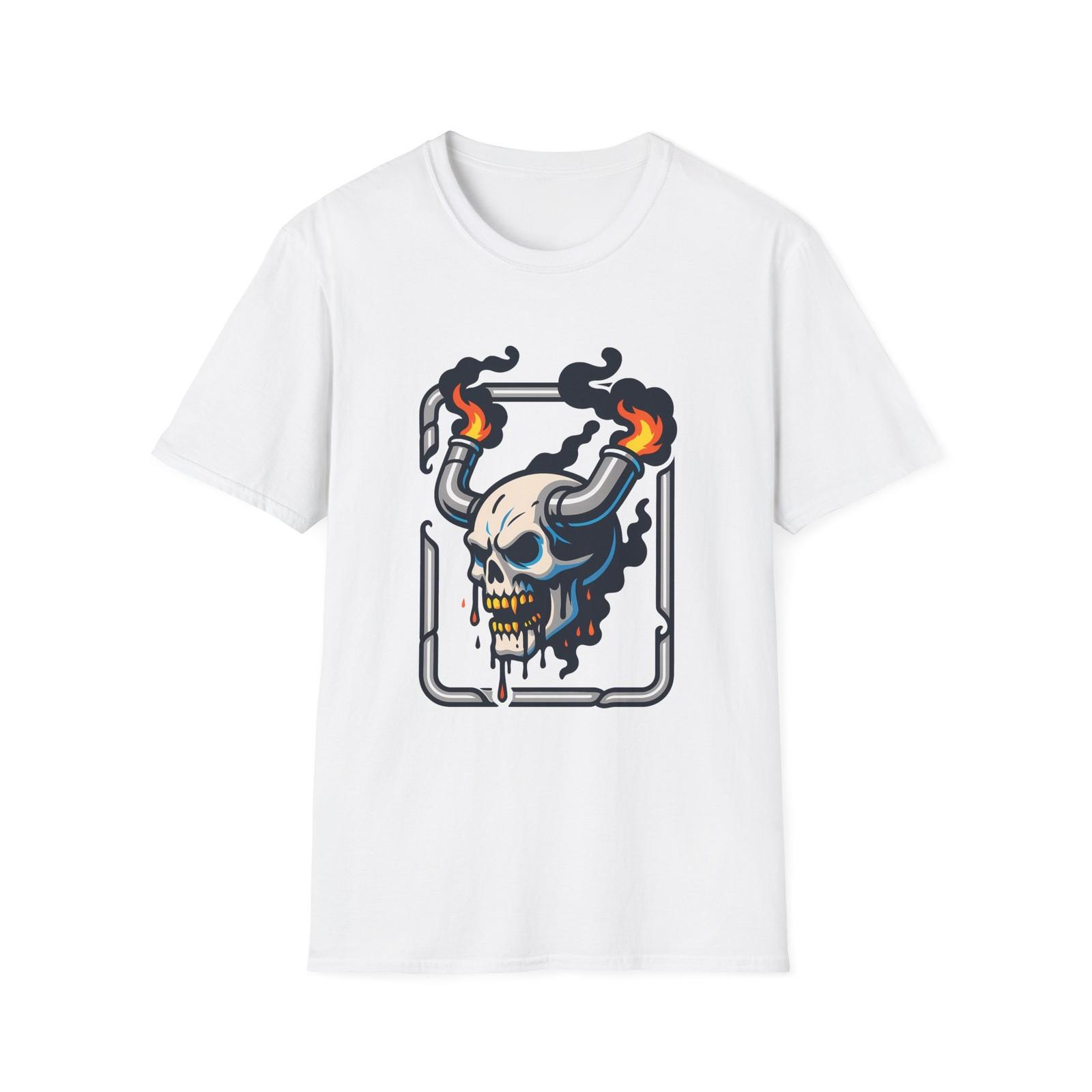 Unisex Softstyle T-Shirt Skull Exhaust Pipes Industrial Automotive S разноцветный