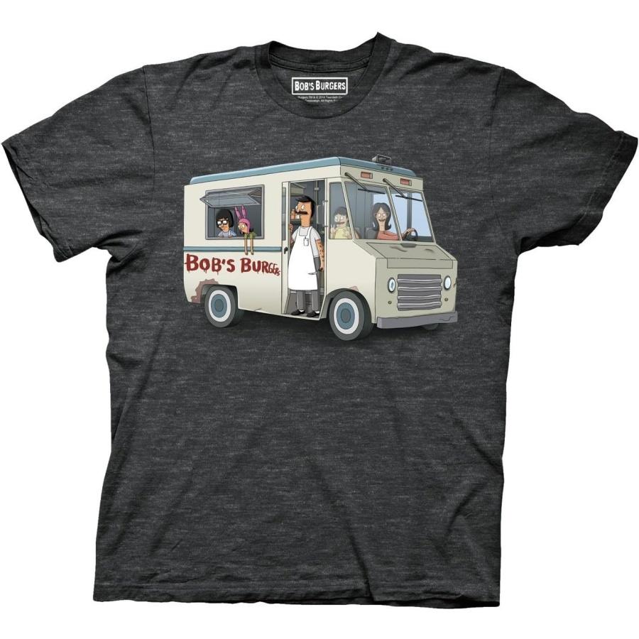 Bobs Burgers Food Truck Gang Mens Charcoal Heather T-shirt L S