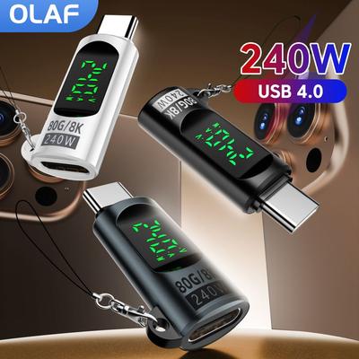 PD240W Digital Display Type C Adapter Fast Charging USB C To Type C Audio Converter For iPhone 15 16 Samsung 40Gbps Transfer OTG