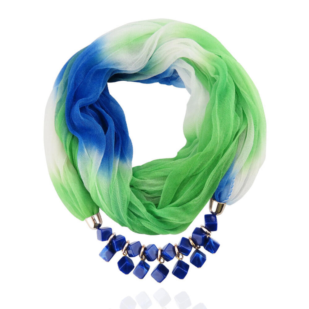 Summer Sunscreen Scarf Gradient Silk Scarf Scarf Resin Necklace Pendant Women's Jewelry Scarf