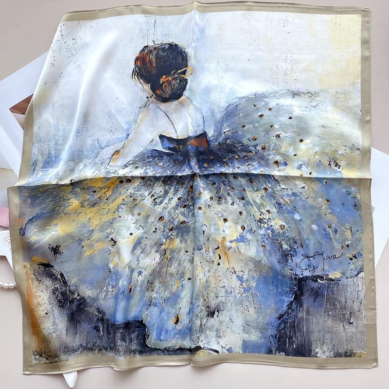 

Романтический Танец Шелковый Квадратный Шарф 70 см Элегантный Нежный Девушка Тутовый Шелк Шелковый Шарф Квадратный Шарф Декоративный Галстук Шарф 68X68CM