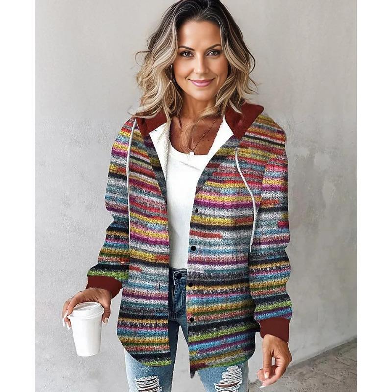 IHUASU Women's Vintage Casual Autumn Winter Long Sleeve Jackets & Coats