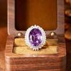 Large Amethyst & Citrine Pendant Necklace for Women, S925 Silver Clavicle Chain, Colored Gem Jewelry