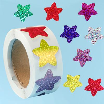 500pcs/Roll Sparkly Laser Star Stickers 1.0inch/2.5cm Diy Daily Schedule Prefect For Kid School Students Rewards,Holiday Seal