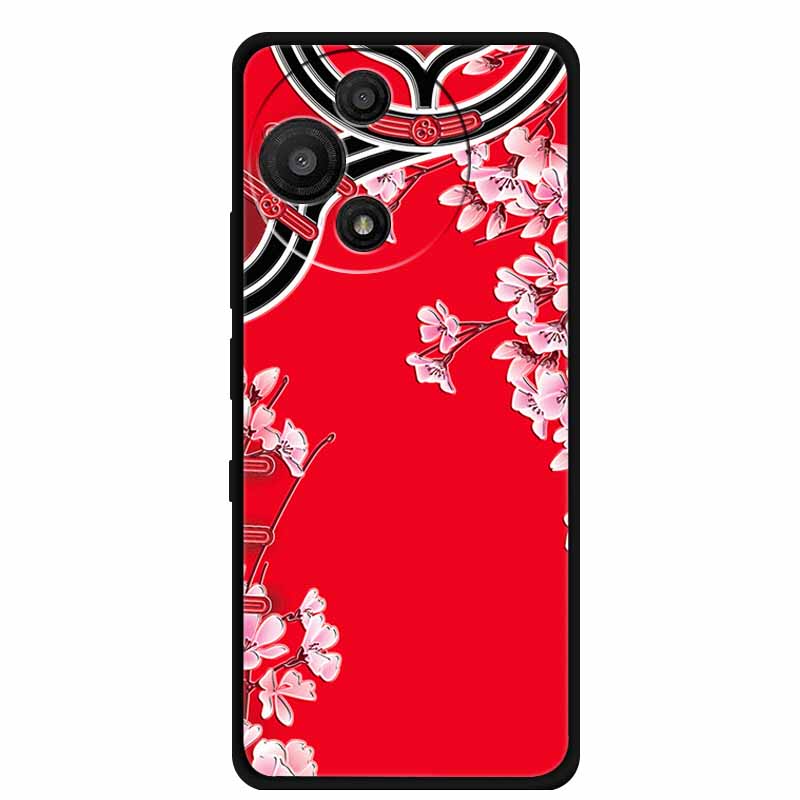 For TCL 60 SE Nxtpaper Case 3D Emboss Relief Flowers Black TPU Silicone Soft Back Cover Cases For TCL 60R Case 6.7" Fundas Bag