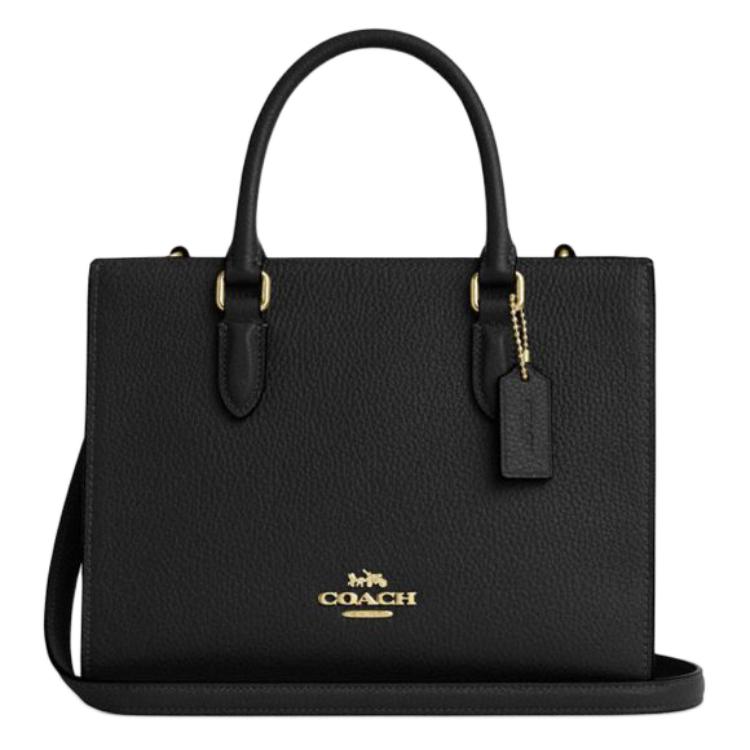 

Coach Maggie 25 Gold Logo Pebble Leather Tote Bag Women tote bags black CY668-IMBLK Gift Box Sets (Basic Set+Black Box)