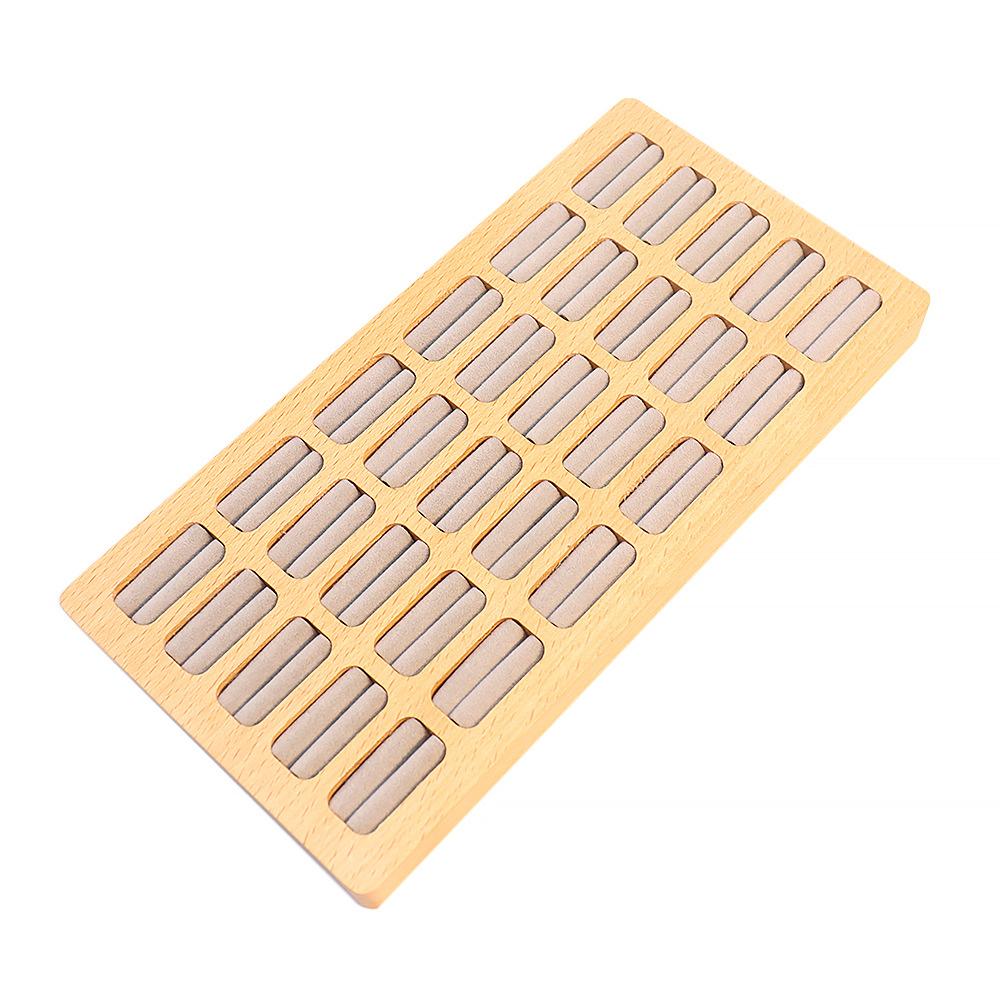 High Quality Wooden Jewelry Display Tray 20 30 42 Slots Ring Organizer Tray Solid Wood Jewelry Ring Storage Display Custom Logo