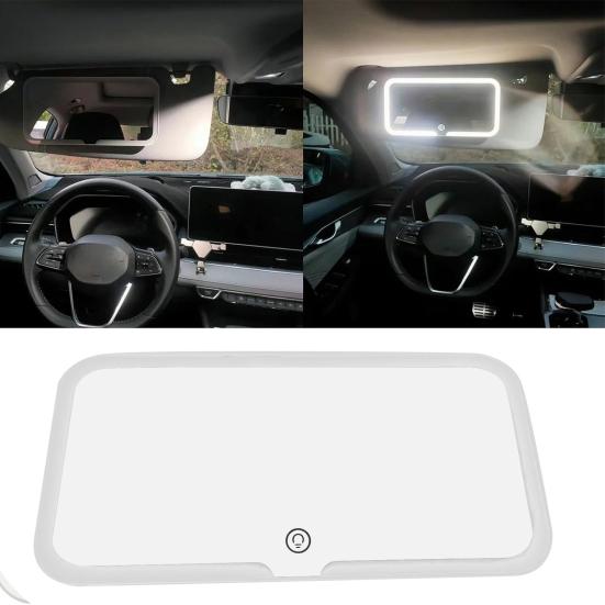 

Автомобильное солнцезащитное козырек, косметическое зеркало с сенсорным управлением, перезаряжаемый через USB, 3 режима освещения, регулируемое зеркало для макияжа для внедорожника, автомобиля, грузовика белый