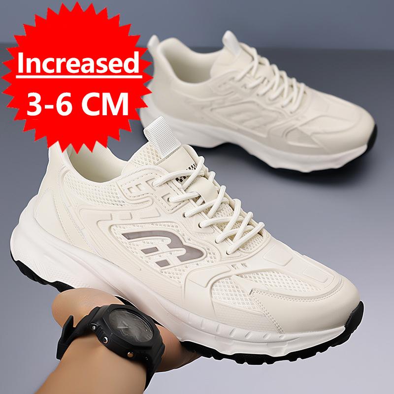 Fashion New Men's Height Increase Shoes Lightweight Anti Slip Running Shoes Invisible Height Increase Shoes 6CM Breathable Mesh Sneakers