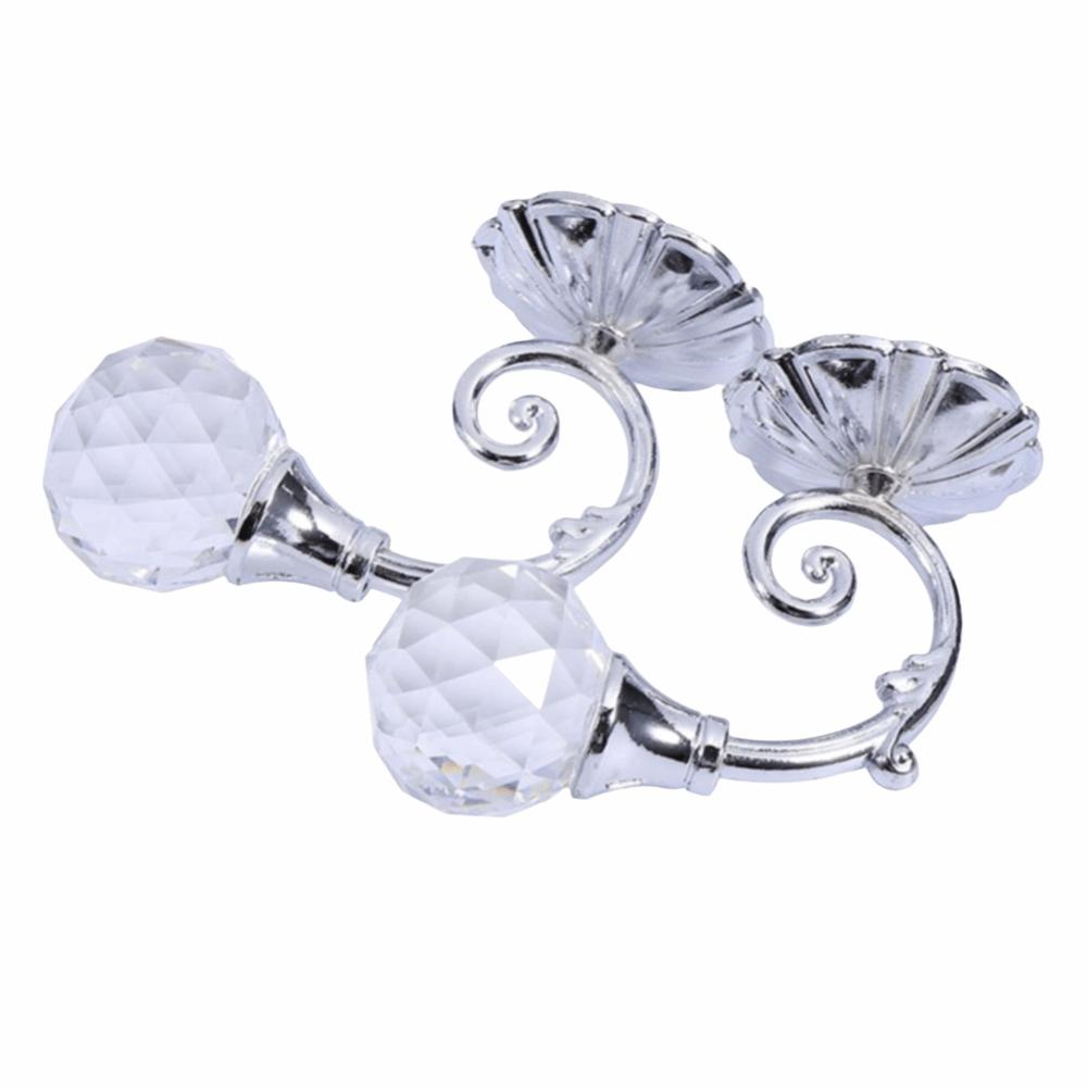 

2 PCS Aluminum Crystal Curtain Hook Colorful Wall Mounted Curtain Holdback Decorative Multi-functional Shower Curtain Hook срібний
