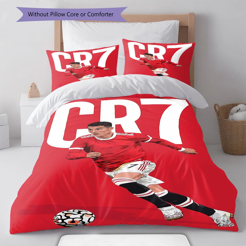 CR7 Pattern Bedding,Quilt Set Quilt Cover Pillowcase Home Birthday Gift (1 * duvet cover + 2 * pillowcase, without core)
