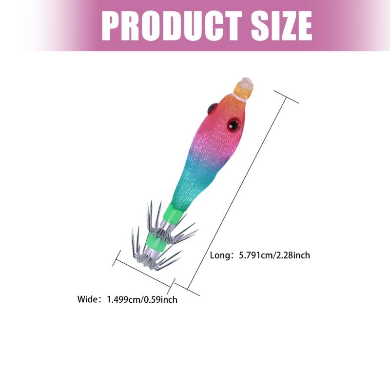 5.8cm 3.1g Glow Squid Jigs Shrimp Lures Baits Squid Jigs Glow Jigs Hook for Freshwater Saltwater Fishing Artificial Baits
