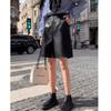 Women's Petite Fall Winter High Waisted Loose Wide Leg Knee-Length Straight Leg PU Leather Shorts Mini Shorts Versatile Slim Fit Hot Pants