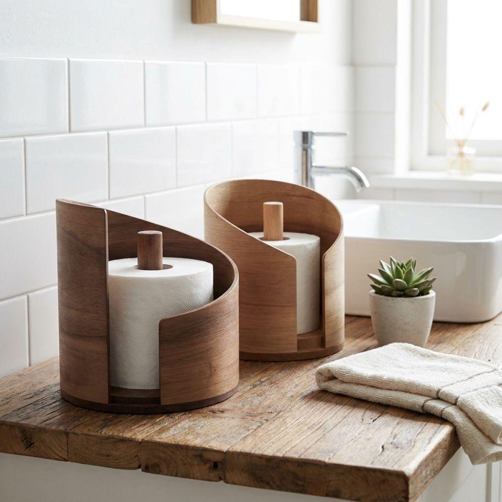 Large Capacity Tissue Storage Box Natural Wood Retro Napkin Holder Paper Roll Rack  Dining Room