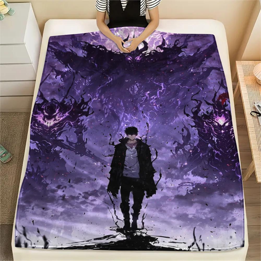 1PC Solo Leveling Print Flannel Blanket, High quality Comfortable for All Seasons, Home Decor, Warmth and Comfort, Perfect for Christmas Gifts170