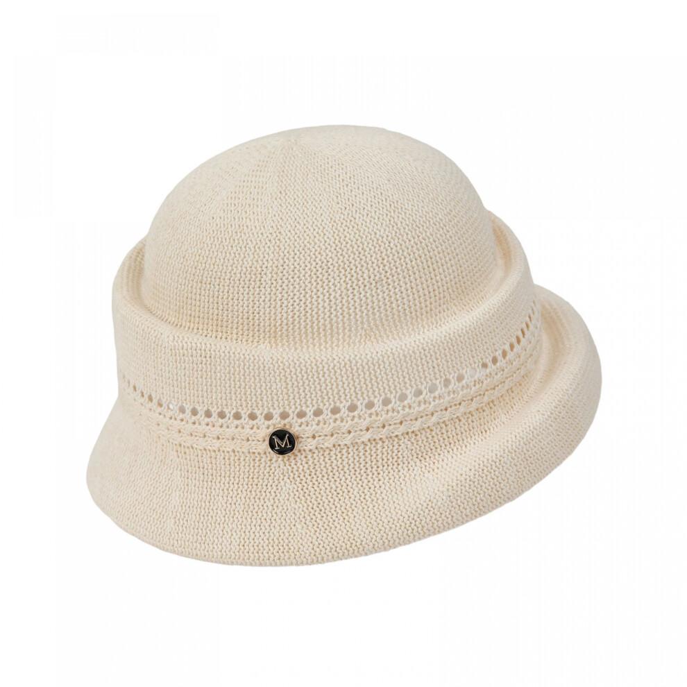 (One Size, Beige) Women's Bucket Hat Hollow Knit Breathable Fisherman Cap Stylish Decorative Letter Detail Sun Hat