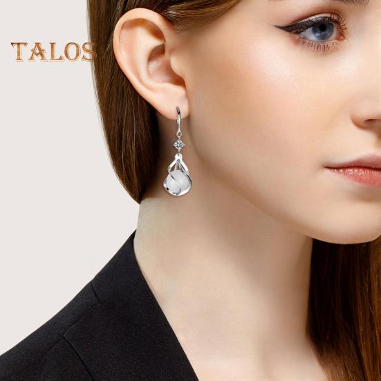 1 Pair Geometric Hook Earrings Spiral Design Rhinestone Faux Opal Dangle Drop Earrings Vibrant Shine Earrings