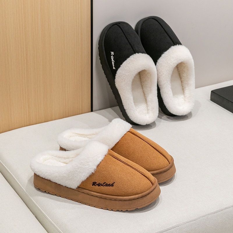 Cotton Slippers Women's Autumn and Winter 2025 New Home Interior Fluffy Plush Thick Bottom Non-slip Confinement Cotton Slippers Women