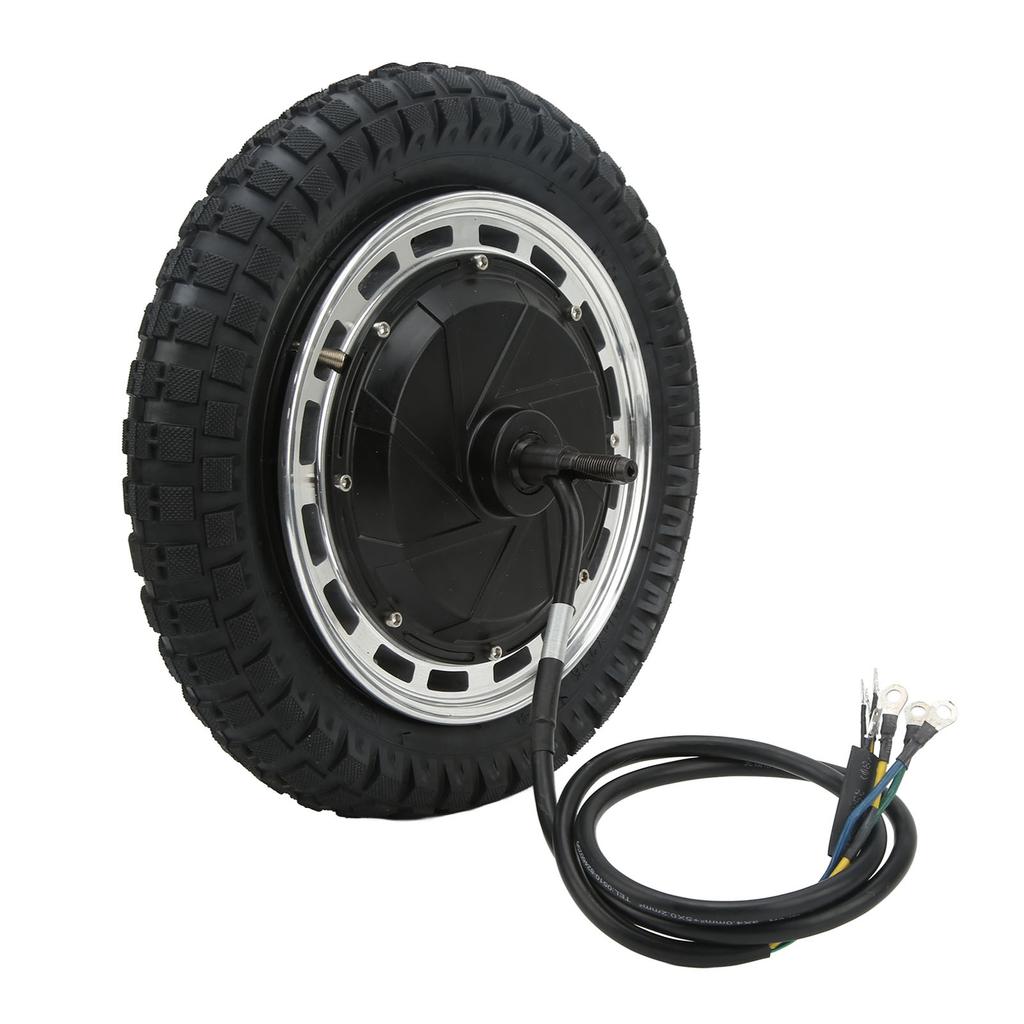 12in Wheel Hub Motor 48V‑96V 800W‑6500W 1250 Rpm Disc Brake Gear Conversion Motor with Inner Outer Tire for Motorcycle