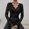 Women's Sexy Single-layer Floral Lace Fan-shaped Decorative Basic Top  Spring Summer New Leisure
