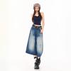 Trendy Spring Summer Pleated Vintage Loose Wide Leg Cropped Capri Denim Pants For Women Versatile Loose Straight Slimming Daily Denim Bottoms