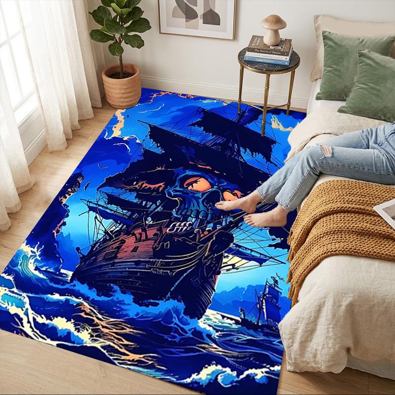 Pirate Ship Area Rug Carpet For Bedroom Game Playroom Living Room Nonslip Sofa Office Home Decor Doormat Christmas Gift C347