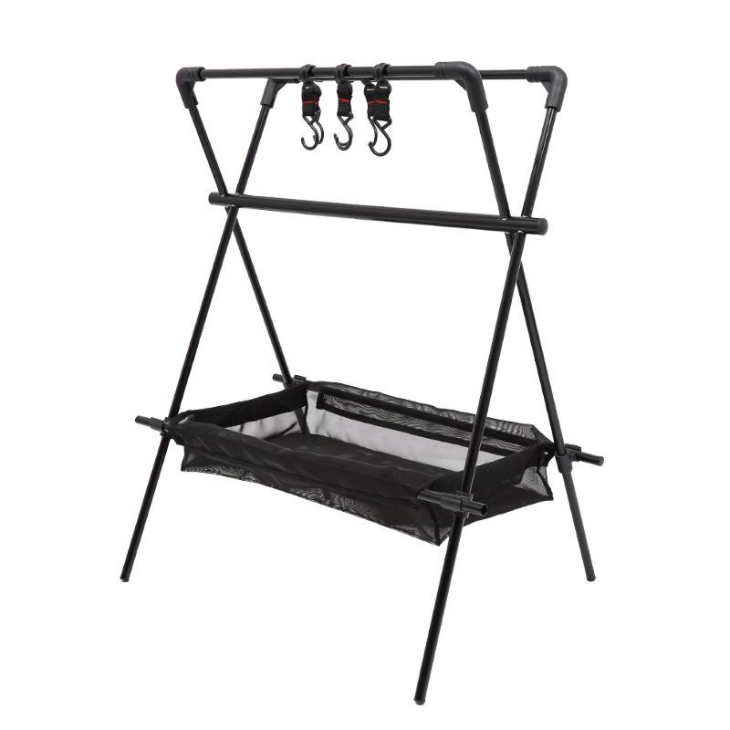 Portable Outdoor Tripod Rack for Camping: Folding Storage, Hanger, and Lamp Pole