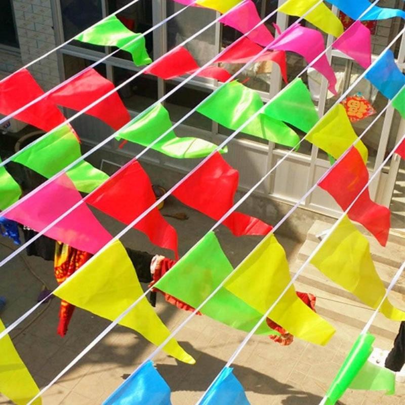 Multicolor Triangle Bunting Flag Banner 80M Fade Resistant for Camping Beach Summer Themed Party Decor