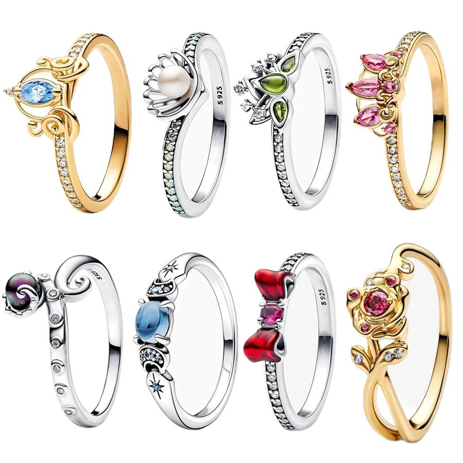 2025 Zircon Inlaid Princess Ring Series Women's Party Jewelry 925 Silver Ring