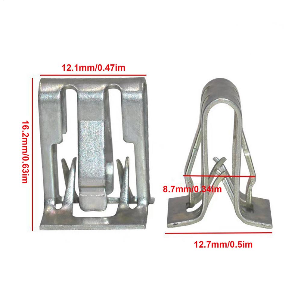 10pcs Car Dashboard Trim Clips Metal Retainer Clip Auto Panel Interior Trim Plate Fixed Clip Buckle Auto Fasteners Car Interior серебряный