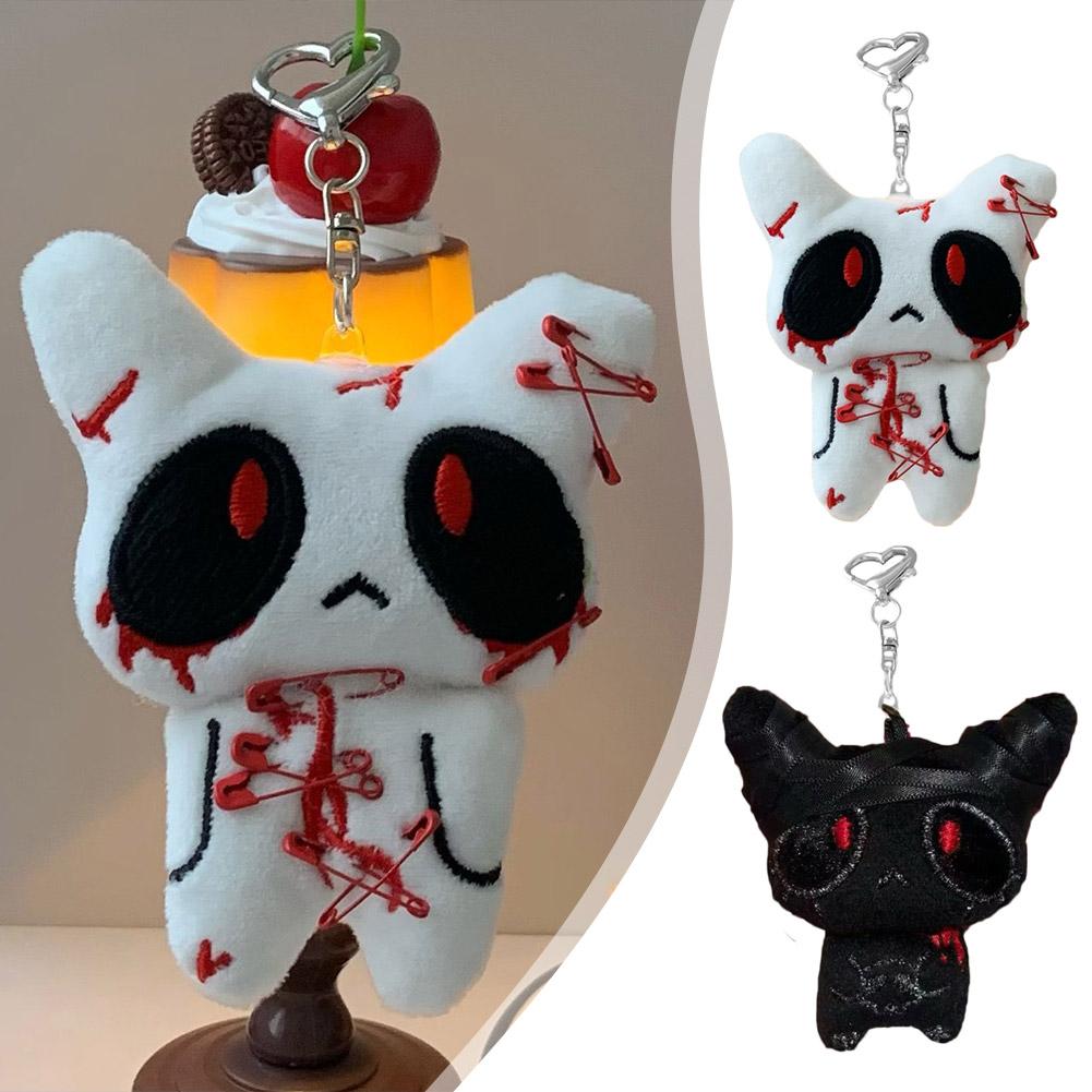 Halloween Ghost Doll Key chain Plush Bloody Doll Gothic style Scary Backpack Pendant Heart Buckle Pendant for gift