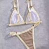 1011 New European and American Hot-selling Wide-sided Ring Design Bikini Sexy Backless Swimsuit Bikini