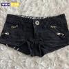 Hip Hop Mode Streetwear Grafischer Druck Stil Damen Schwarze Shorts Ins Y2K Goth Schlanke Jeansshorts