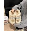 Cute plush warm fluffy slippers winter wear inner height increase non-slip retro Birkencotton slippers