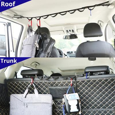 Barra para colgar ropa de coche, de nailon trenzado, de longitud ajustable, resistente y flexible, organizador para coches pequeños, furgonetas, hoteles y uso en exteriores.