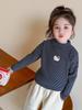 Girls' Fleece-Lined Long-Sleeve T-Shirt - Autumn/Winter Semi-High Collar Top