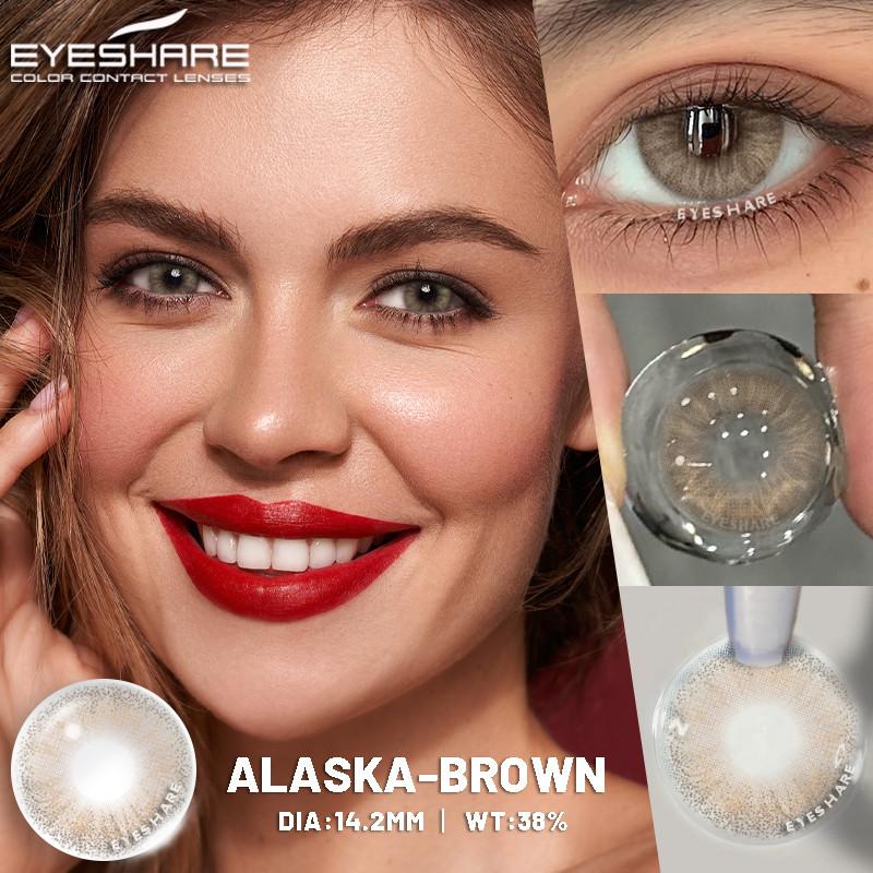 Eyeshare New Colored Contact Lenses for Eyes 1 Pair Soft Natural Brown Gray Pupils, Beauty Cosmetics, Used for 6 Months