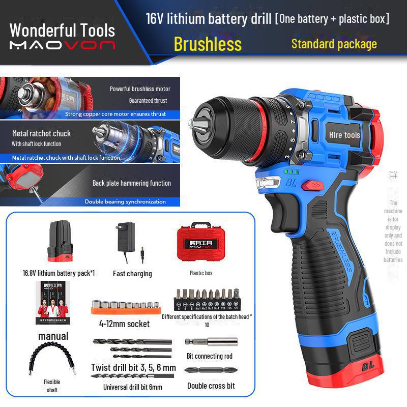 Miaoyou Mașină de găurit cu percuție fără perii reîncărcabilă cu baterie litiu de capacitate mare - Șurubelniță electrică fără fir multifuncțională