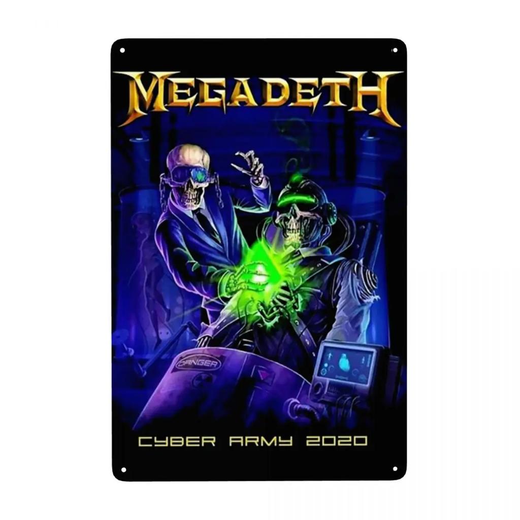 Megadeths Skull Metal Tin Sign Custom Retro Heavy Metal Band Plaque for Pub Cafe Yard Man Cave Bar Home Decor