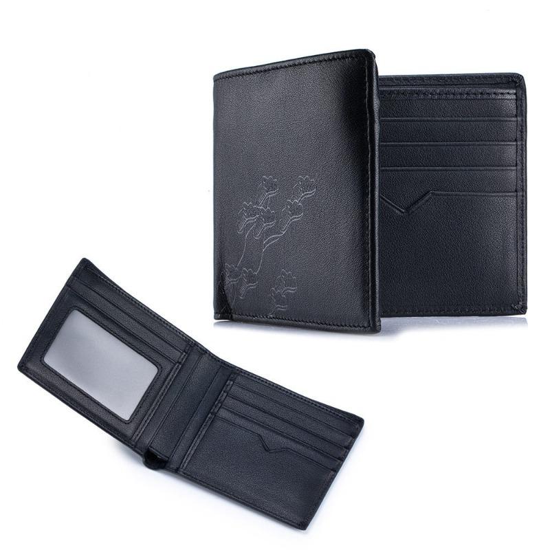 New auspicious cloud pattern wallet men s short folding anti-theft brush first layer cowhide wallet for husband and boyfriend