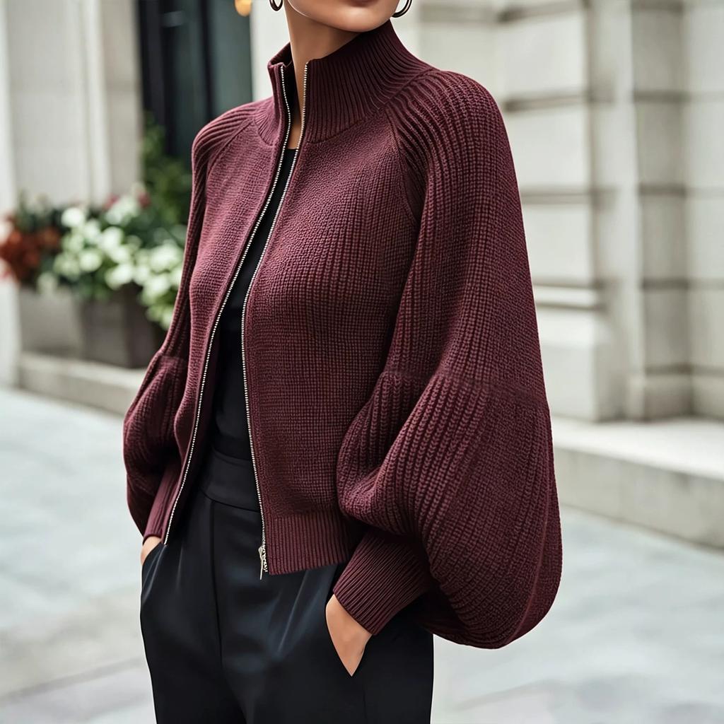 Women's Cardigan, Zip-Up for Fall and Winter
