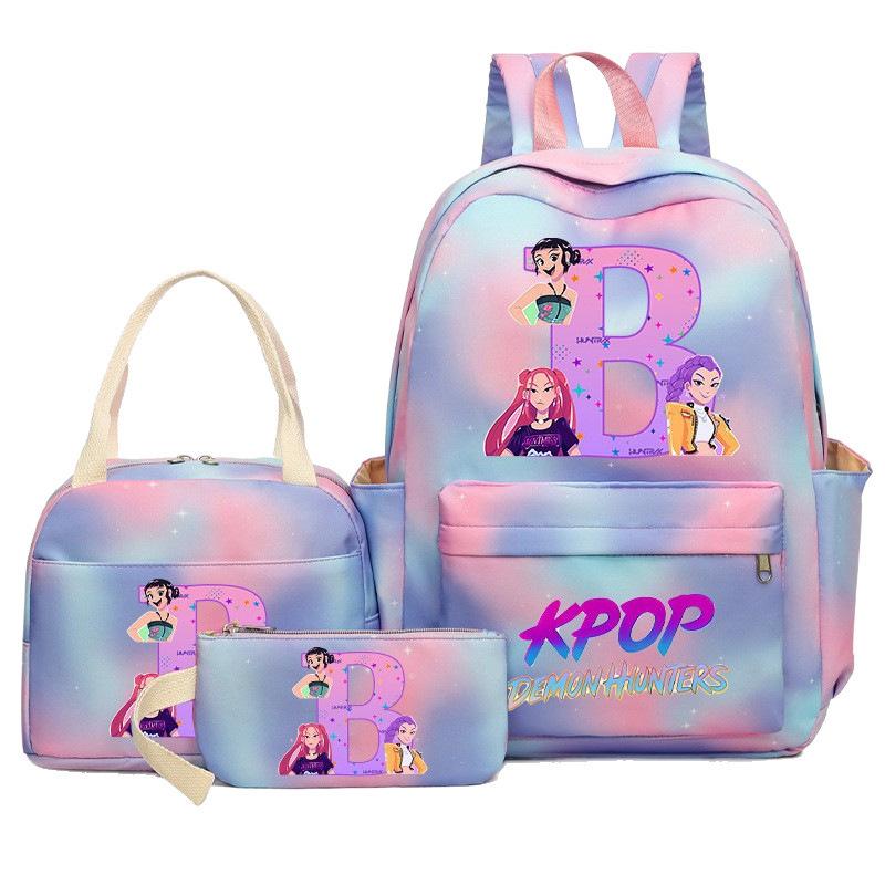 Witch Hunters Backpack Three-Piece Large Capacity Backpack Kpop Demon Hunter Peripheral Bag School Bag