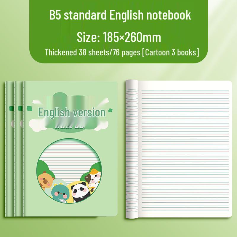 Primary School English Workbook for Ages 3-6 - Thick 16k Pages, Cartoon Cover