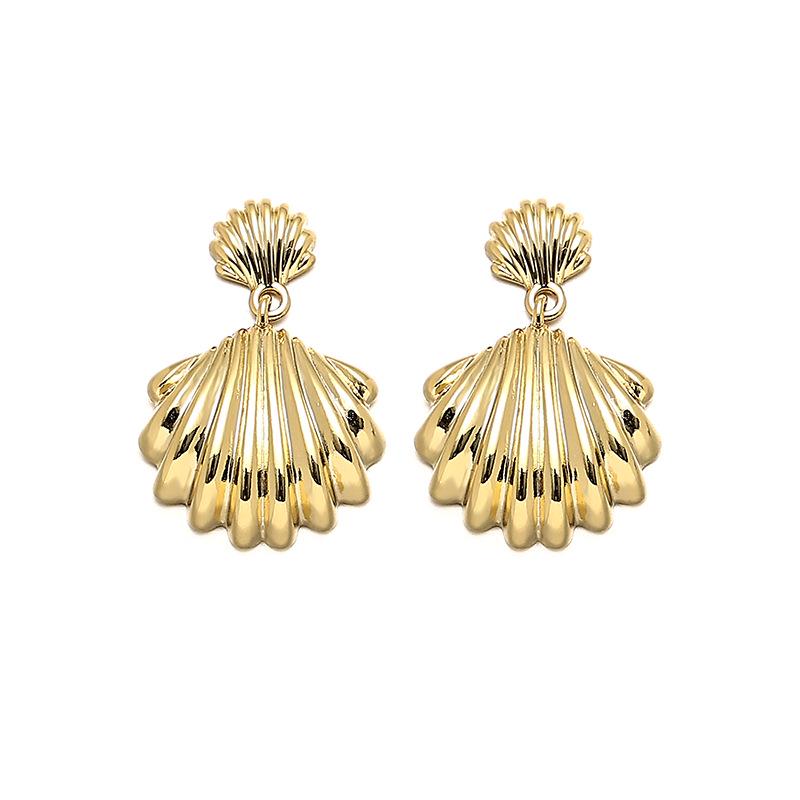 

18K Gold-Plated French Retro Scallop Earrings - Summer New Release золотой
