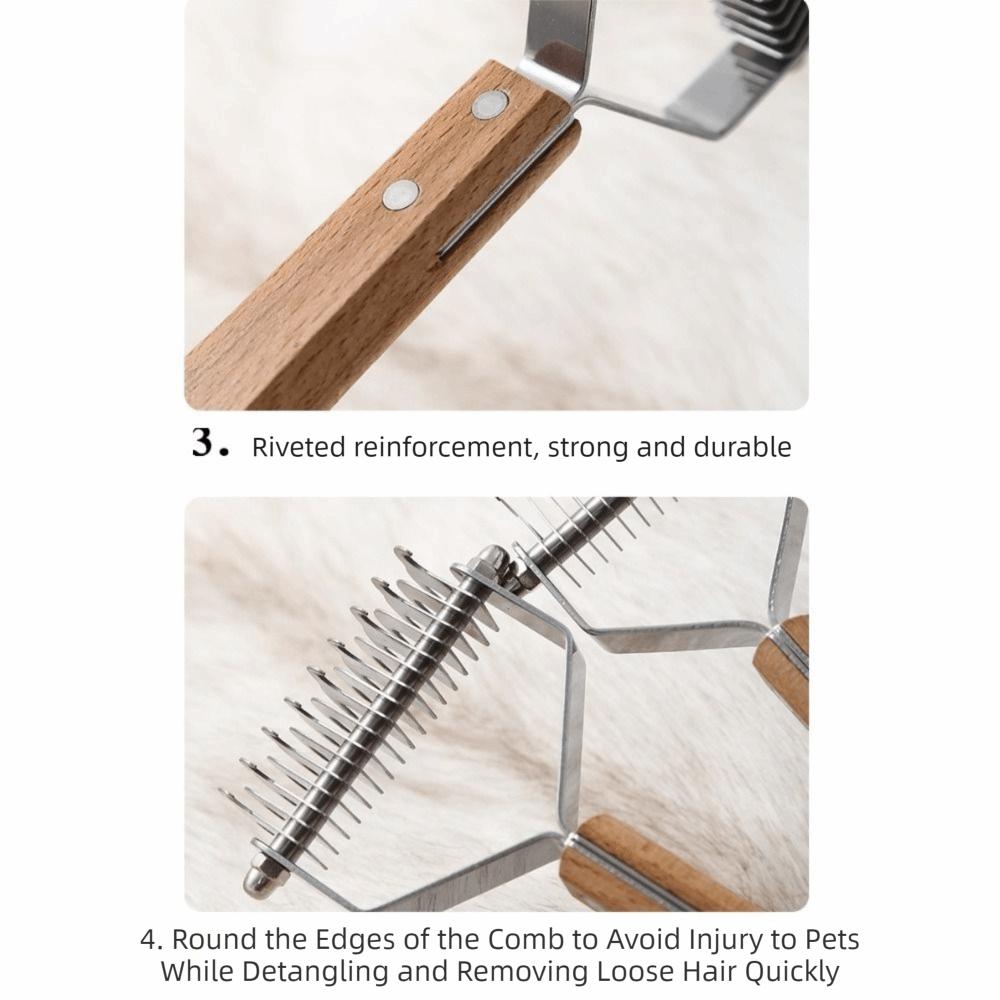 Wooden Handle Dog Hair Removal Comb Stainless Steel Cat Hair Cleaning Combs  for Cats and Dogs