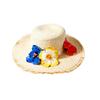 Foldable storage frangipani decorative brushed straw hat