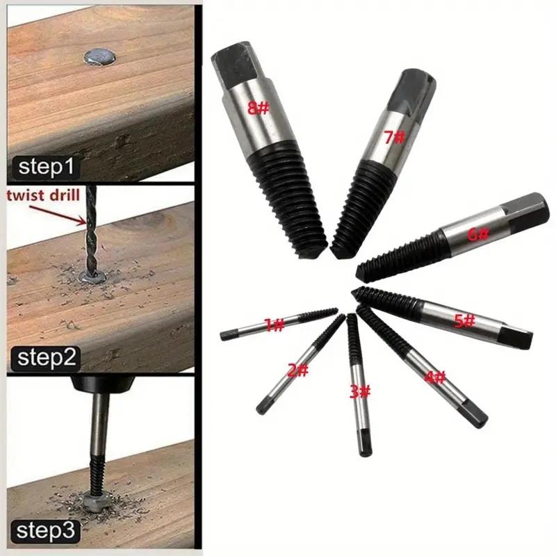 5/6Pcs Screw Extractor Metal Drill Bit Set Damaged Screws Remover Extractor Woodworking Tools Broken Bolt Water Pipe Extractor